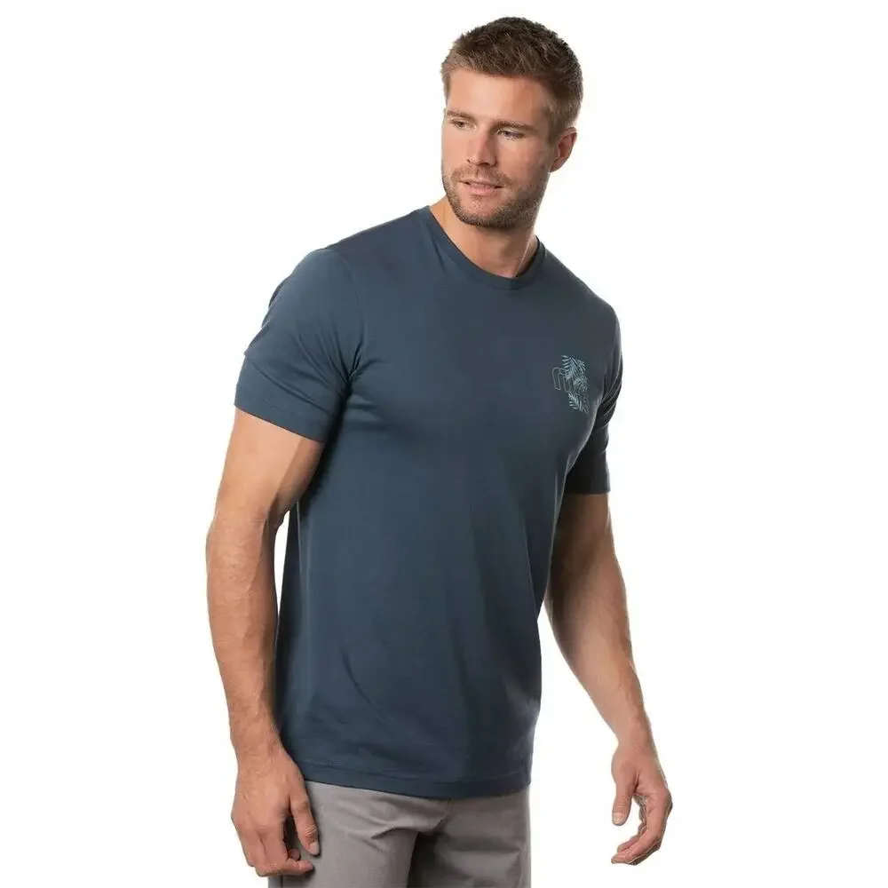 NWT TravisMathew Men's Lake House Pima Cotton Tropical T-Shirt Steel Blue Size S - Picture 3 of 4